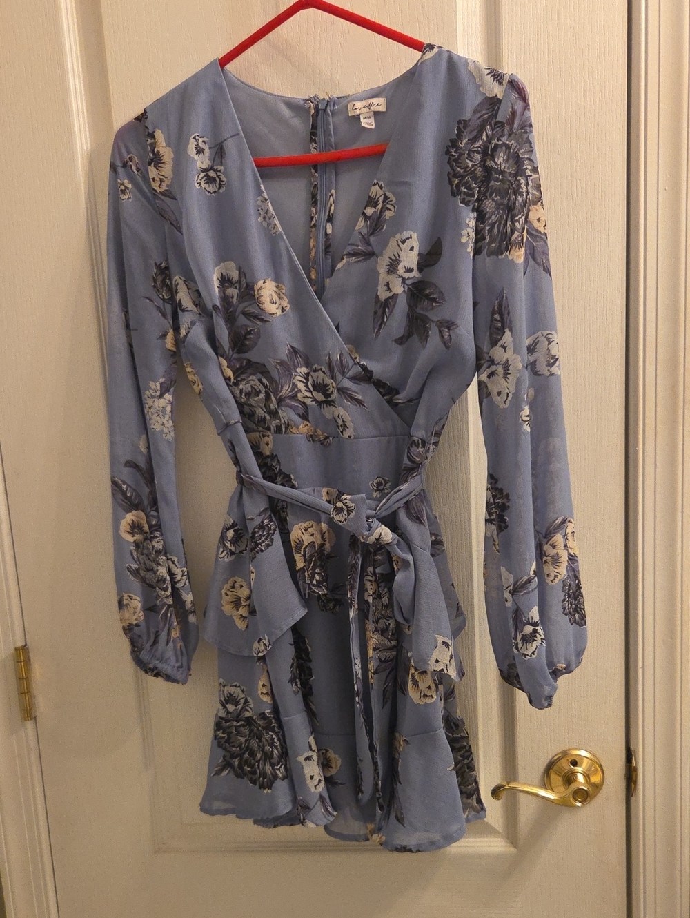 love, Fire Blue Floral Long-Sleeve Mini Dress